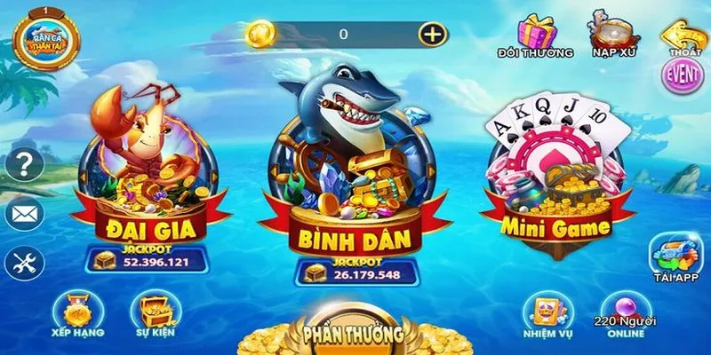 Game được chia thành các phòng cược để phù hợp với người chơi